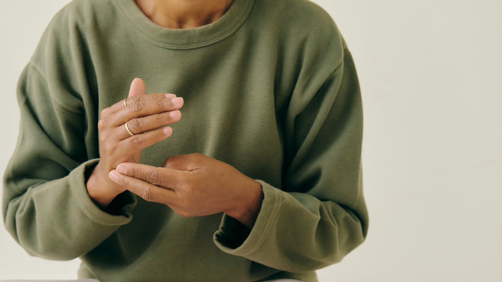 The photo is showing a person doing mindfulness practice