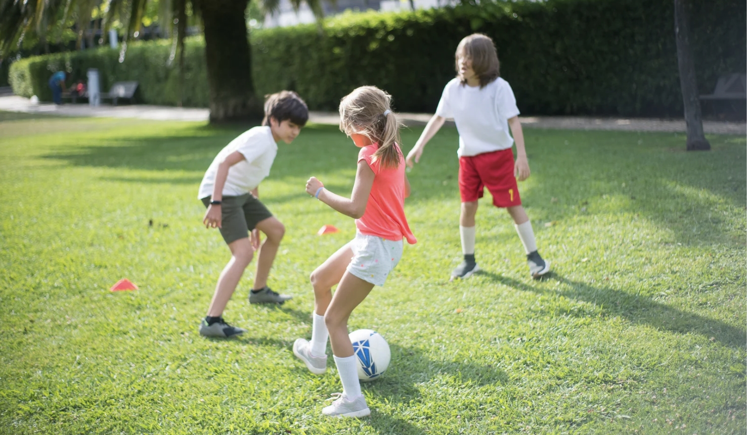 children playing soccer 