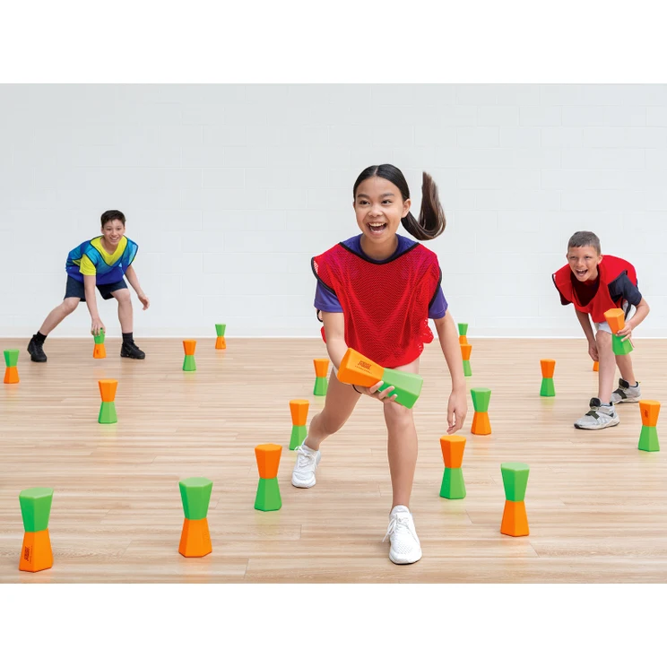 kids playing with toppletubes