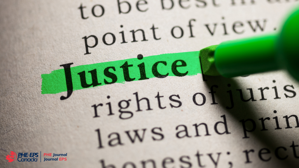 The image is showing the text "Justice" with its dictionary explanation.