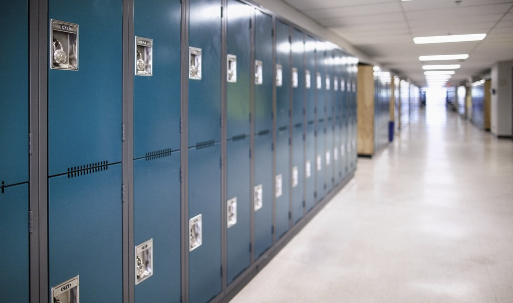School hallway with lockers