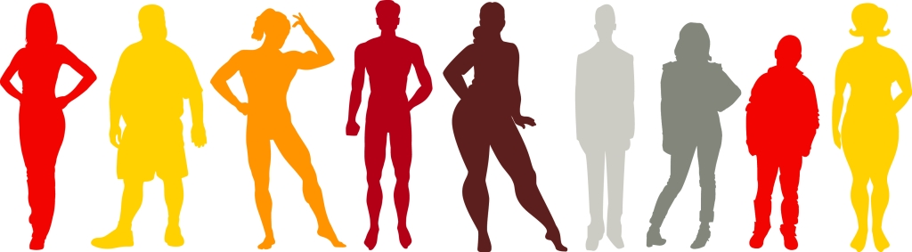 9 silhouettes of various body shapes and sizes