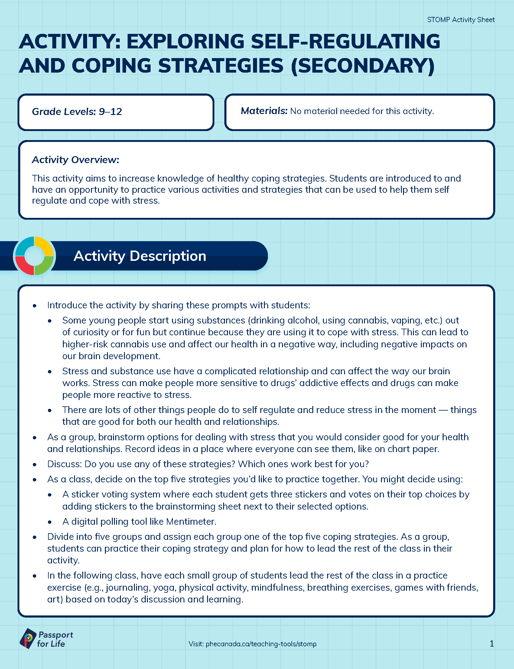 Exploring Self-Regulating and Coping Strategies (Secondary)