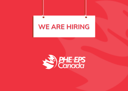 A red background with the sign that says "We are hiring", and the PHE Canada logo is at the bottom of the image.
