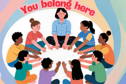 A group of children are sitting in a circle with a teacher and talking heart-to-heart.