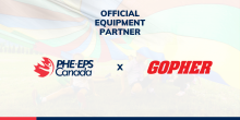 The image shows the logo of PHE Canada and Gopher, with the text "Official Equipment Partner" on top.